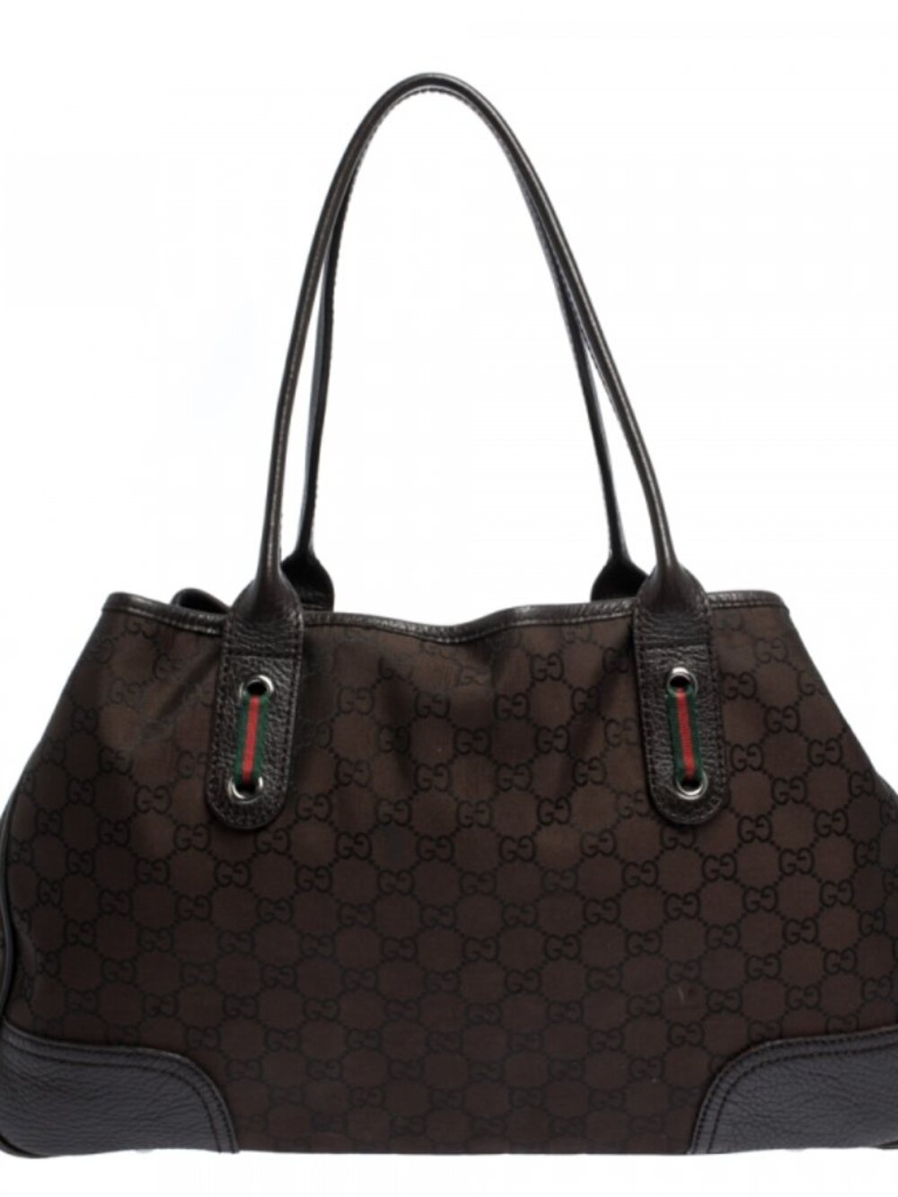 Gucci $1027 GG Canvas & Leather Princy Tote in Dark Brown